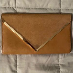 Camel suede Aldo clutch